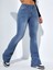 Kadın Yüksek Bel Cepli Ispanyol Paçalı Kot Jeans Pantolon 4