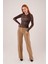 Ön Dikiş Detaylı Tek Düğme Camel Pantolon 5