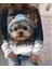Kadın Uzun Kollu Bisiklet Yaka Köpek Baskılı Şardonlu Dalgıç Bluz 2