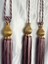 Bordo ve Pembe Karışımı Braçol Kornişe Takma (Üçlü Set) Altın Kuka Tavan Yan Bağlama Perde Toplama Aksesuarı Perde Bağlama Ipi 3