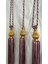 Bordo ve Pembe Karışımı Braçol Kornişe Takma (Üçlü Set) Altın Kuka Tavan Yan Bağlama Perde Toplama Aksesuarı Perde Bağlama Ipi 4