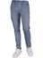 Erkek Beli Lastikli Bağcıklı Slim Fit Düz Paça Jogger Pantolon 0404-MAVİ 1