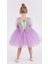 Kanatlı Kız Çocuk Şifon Kol Abiye MNK0534 Lila 3