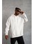 Erkek Düz Kapüşonlu Sweat - Beyaz 1