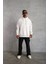 Erkek Düz Kapüşonlu Sweat - Beyaz 4