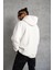 Erkek Düz Kapüşonlu Sweat - Beyaz 5