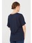 Kadın Yakası Simli T-Shirt Lacivert 3