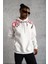 Erkek Ön ve Arka Baskılı Kapüşonlu 3 Iplik Sweatshirt - Beyaz 1