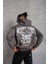 Erkek Kordon Ipli Baskılı Kapüşonlu Sweatshirt - Füme 2