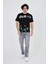 Erkek Baskılı Penye T-Shirt - Siyah 1