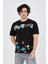 Erkek Baskılı Penye T-Shirt - Siyah 2