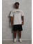 Oversize Baskılı Bisiklet Yaka T-Shirt - Gri 4