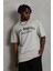 Oversize Baskılı Bisiklet Yaka T-Shirt - Gri 5