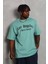 Oversize Baskılı Bisiklet Yaka T-Shirt - Mint Yeşili 3