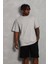 Oversize Düz Bisiklet Yaka T-Shirt - Gri 4