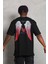 Oversize Baskılı Bisiklet Yaka T-Shirt - Siyah 5