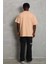 Oversize Düz Bisiklet Yaka T-Shirt - Bej 2