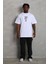 Oversize Baskılı Bisiklet Yaka T-Shirt - Beyaz 3