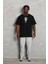 Oversize Baskılı Bisiklet Yaka T-Shirt - Siyah 3