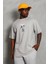 Oversize Baskılı Bisiklet Yaka T-Shirt - Gri 1