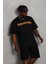 Oversize Baskılı Bisiklet Yaka T-Shirt - Siyah 2