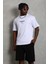 Oversize Baskılı Bisiklet Yaka T-Shirt - Beyaz 3