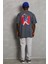 Oversize Baskılı Bisiklet Yaka T-Shirt - Füme 2