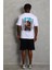 Oversize Baskılı Bisiklet Yaka T-Shirt - Beyaz 4