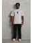 Oversize Baskılı Bisiklet Yaka T-Shirt - Gri 3