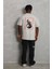 Oversize Baskılı Bisiklet Yaka T-Shirt - Gri 4