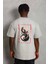 Oversize Baskılı Bisiklet Yaka T-Shirt - Gri 5