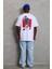 Oversize Baskılı Bisiklet Yaka T-Shirt - Beyaz 1