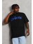 Oversize Baskılı Bisiklet Yaka T-Shirt - Siyah 1
