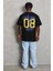 Oversize Baskılı Bisiklet Yaka T-Shirt - Siyah 2