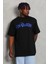 Oversize Baskılı Bisiklet Yaka T-Shirt - Siyah 3