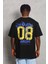 Oversize Baskılı Bisiklet Yaka T-Shirt - Siyah 4