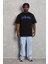 Oversize Baskılı Bisiklet Yaka T-Shirt - Siyah 5
