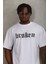 Oversize Baskılı Bisiklet Yaka T-Shirt - Beyaz 3