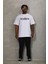 Oversize Baskılı Bisiklet Yaka T-Shirt - Beyaz 4