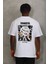 Oversize Baskılı Bisiklet Yaka T-Shirt - Beyaz 5