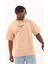 Oversize Baskılı Bisiklet Yaka T-Shirt - Bej 2