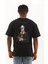 Oversize Baskılı Bisiklet Yaka T-Shirt - Siyah 5