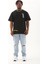 Oversize Baskılı Bisiklet Yaka T-Shirt - Siyah 3