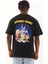 Oversize Baskılı Bisiklet Yaka T-Shirt - Siyah 4