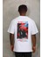 Oversize Baskılı Bisiklet Yaka T-Shirt - Beyaz 5
