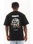 Oversize Baskılı Bisiklet Yaka T-Shirt - Siyah 4