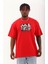 Oversize Baskılı Bisiklet Yaka T-Shirt - Kırmızı 1