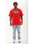 Oversize Baskılı Bisiklet Yaka T-Shirt - Kırmızı 4