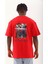 Oversize Baskılı Bisiklet Yaka T-Shirt - Kırmızı 5