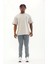 Oversize Baskılı Bisiklet Yaka T-Shirt - Gri 4
